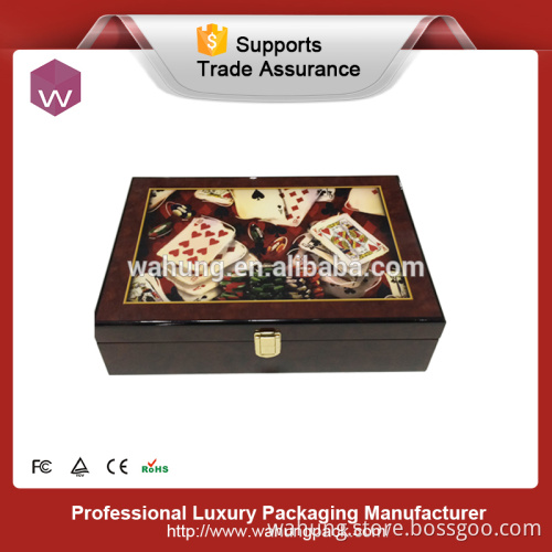Newest style playing card handmade wooden custom poker box (WH-3614)